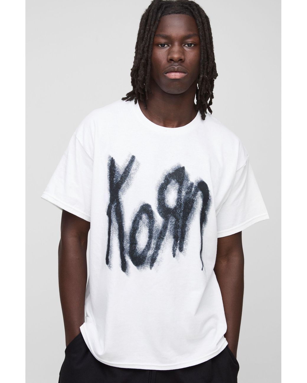 BoohooMAN White Oversized Korn License T-Shirt for men