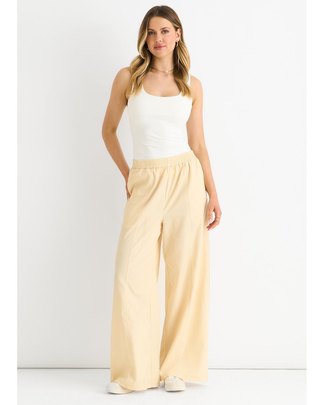 Gini London Natural Elasticated Waist Trousers