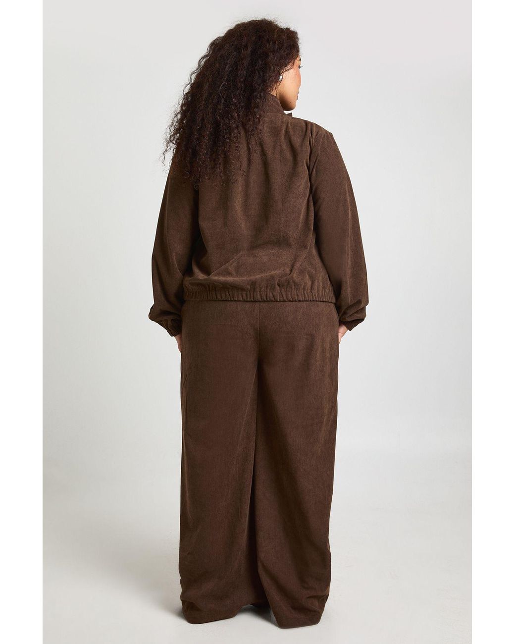 Boohoo Brown Plus Cord Wide Leg Trouser