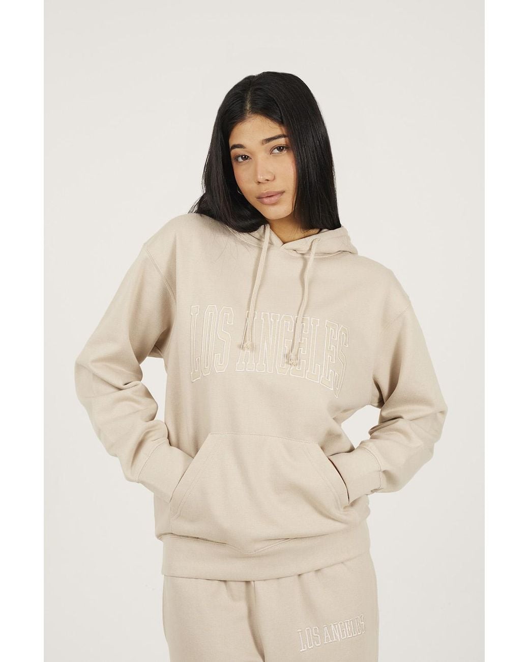 Brave Soul Natural Embroidered Hoodie Cotton