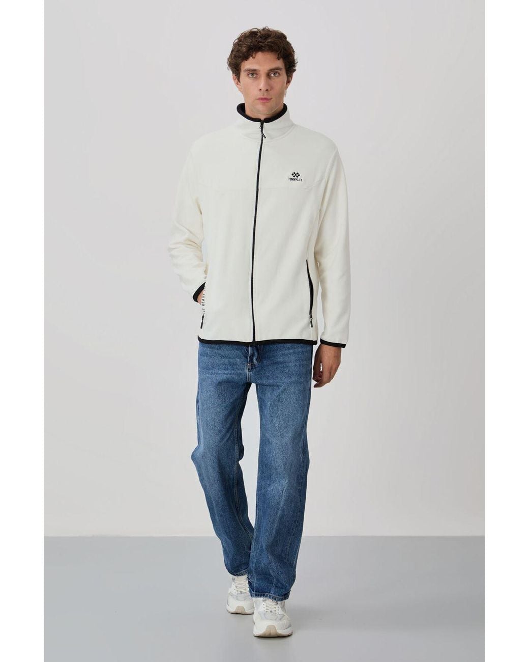 TOMMY LIFE Natural Plush Zip-Front Sweatshirt for men