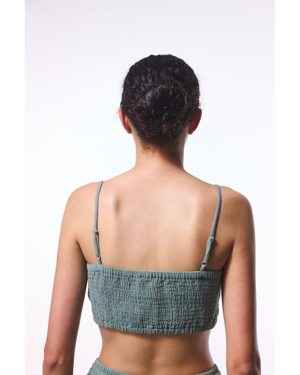Penti Green Cotton Fitted Crop Cami With Cut-Out Detail