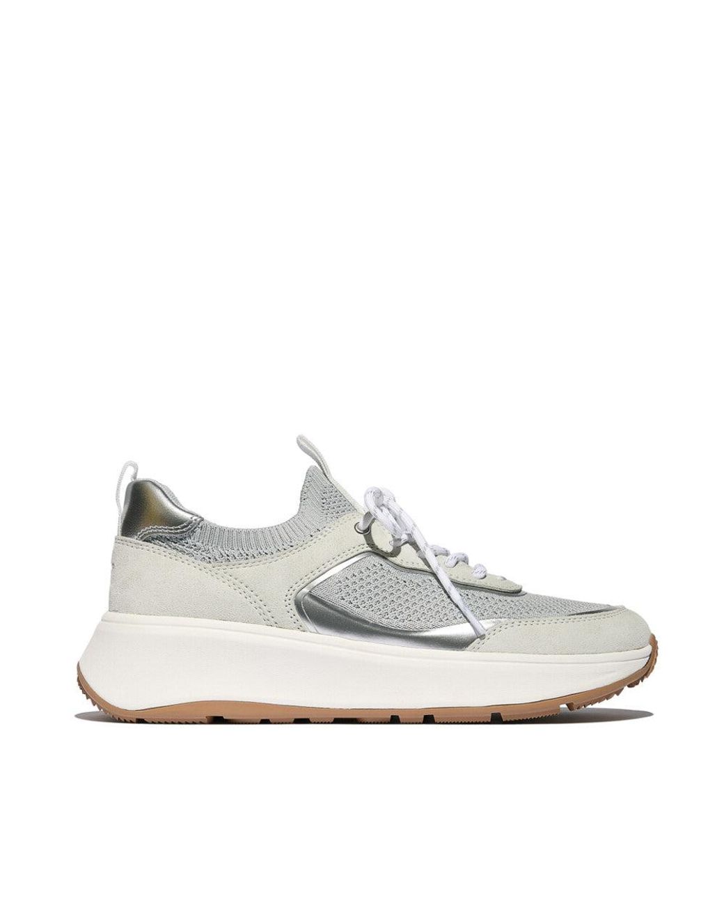 Fitflop White Women F-mode Knit/suede Flatform Pull-on Trainers Polyester/nylon (knit)/leather, Markdown