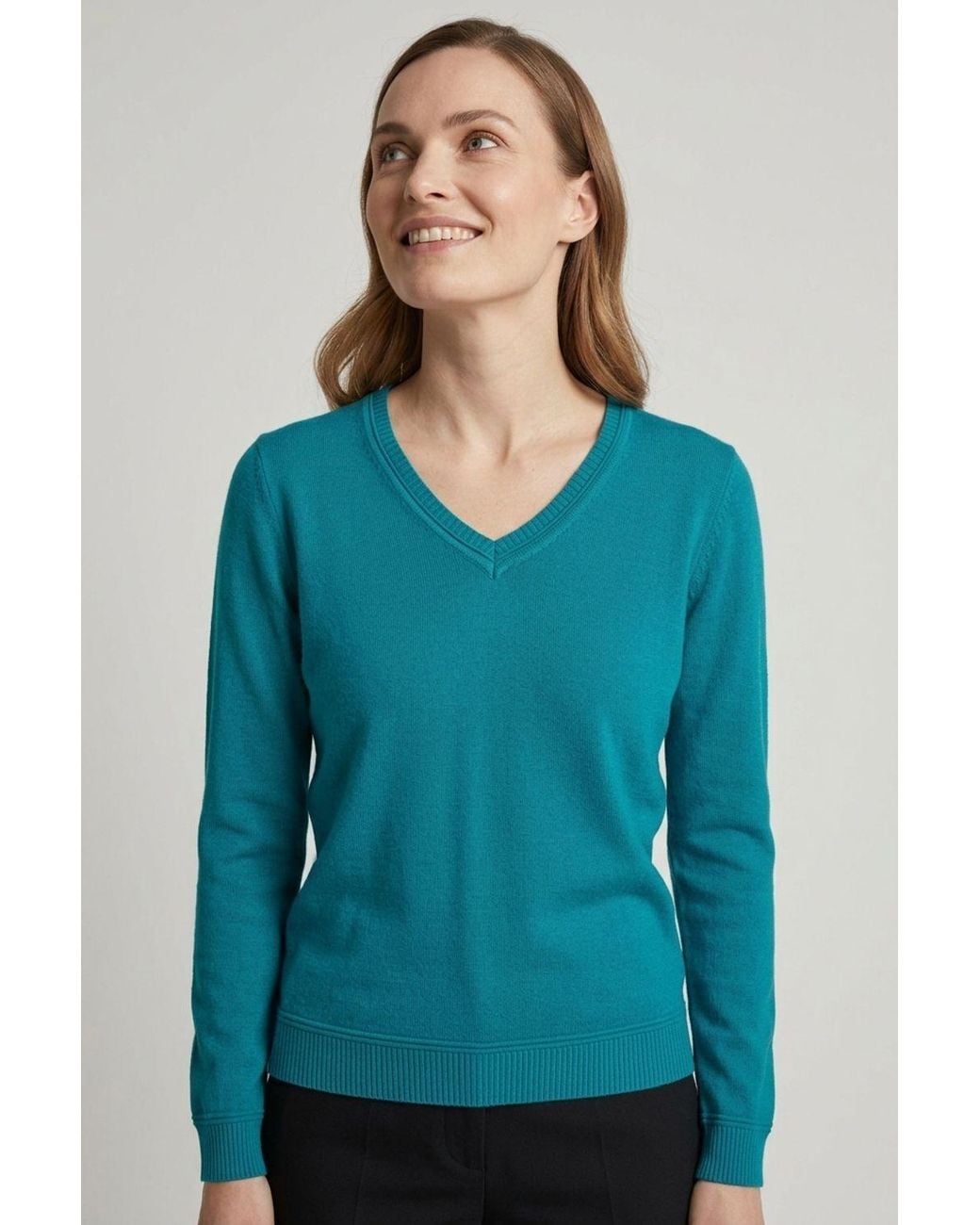 Izabel London Blue Slim Fit V-Neck Lightweight Jumper