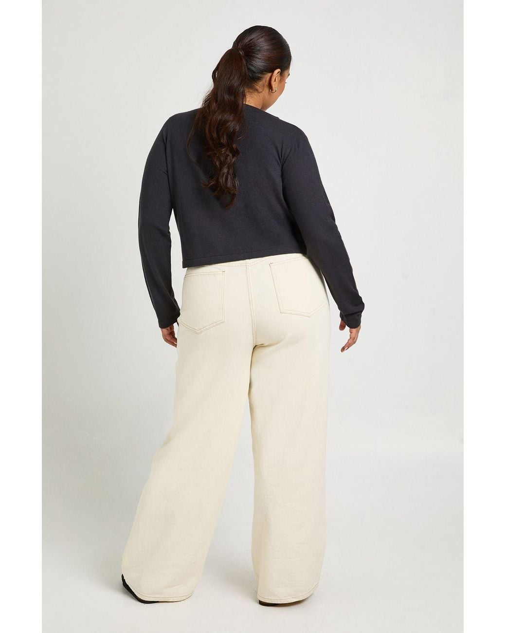Boohoo Blue Plus Long Sleeve Knit Rib Top