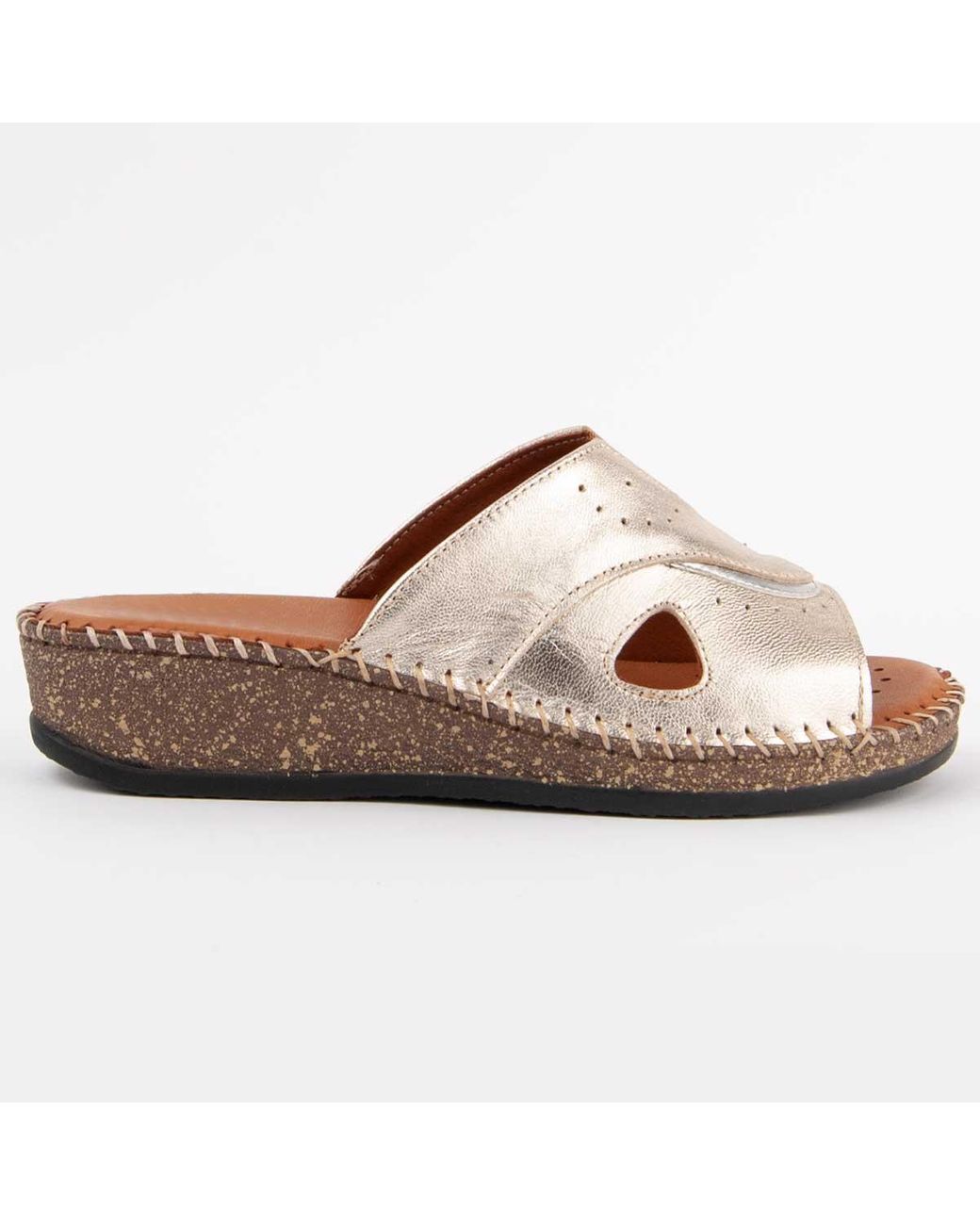 Purapiel Brown Wedge Sandal Leida3 Leather