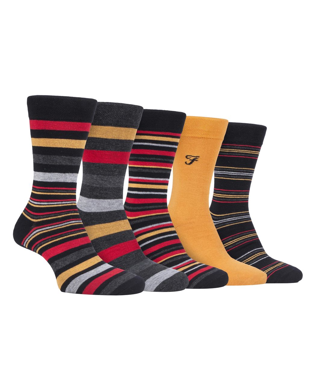 Farah Blue 5 Pack Natural Organic Bamboo Bright Striped Patterned Socks for men