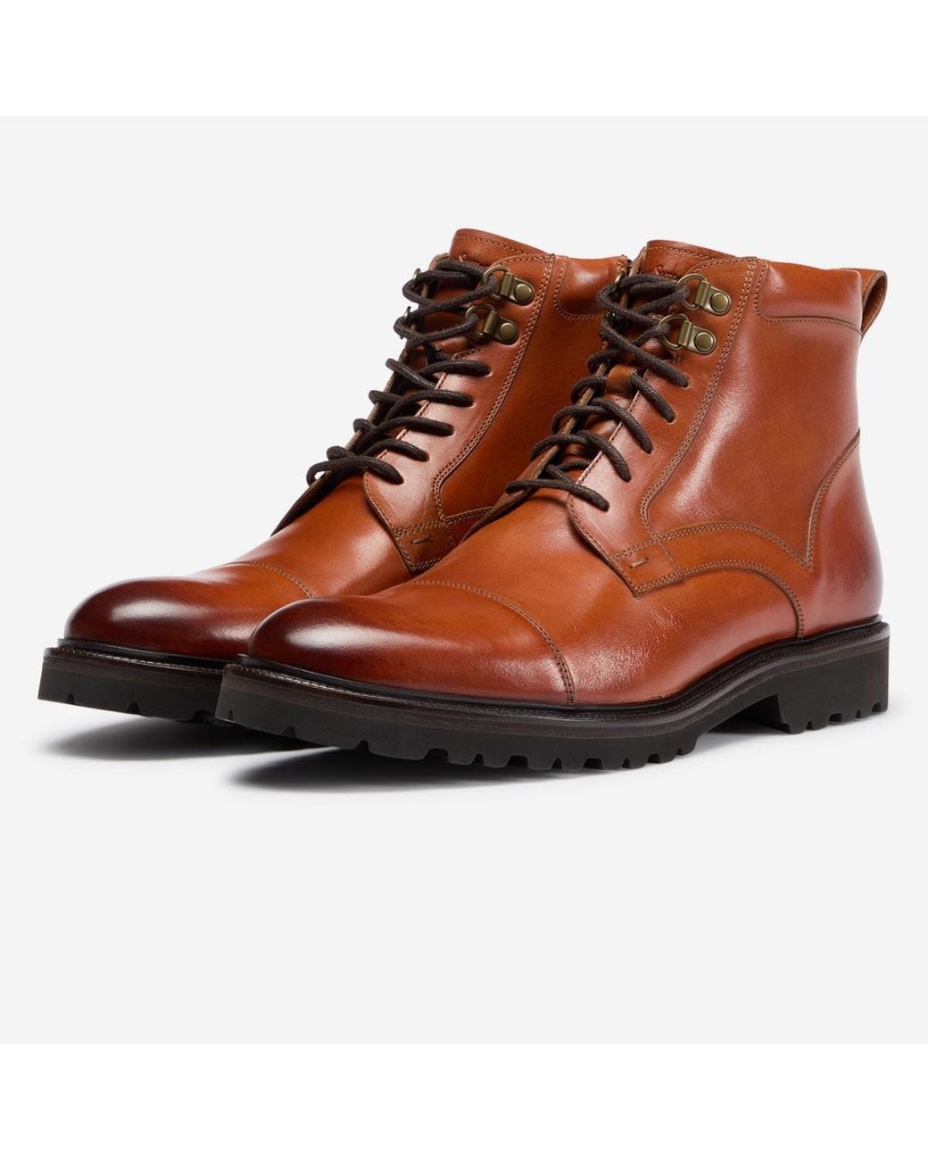 Oliver Sweeney Brown Runcorn Antiqued Calf Leather Brogue Boots for men