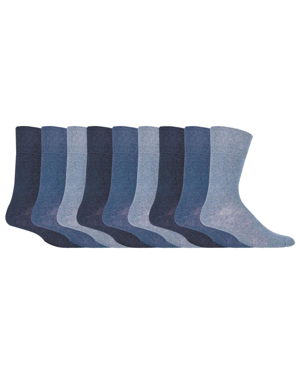 Gentle Grip Blue 9 Pairs Non Elastic Cotton Soft Loose Top Socks for men