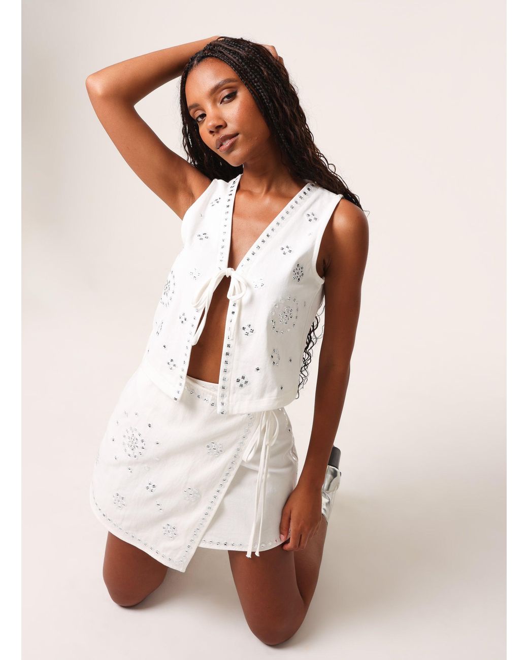 Pink Vanilla Blue Embellished Mini Waistcoat