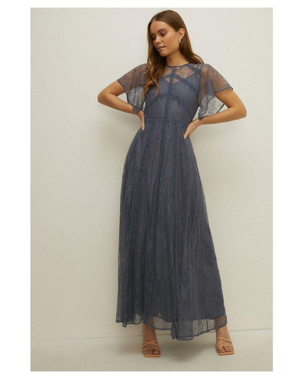 Lace Maxi Oasis Maxi Dress Oasis Lace Trim Long Sleeve Scallop Edge Boho Maxi  Dress In
