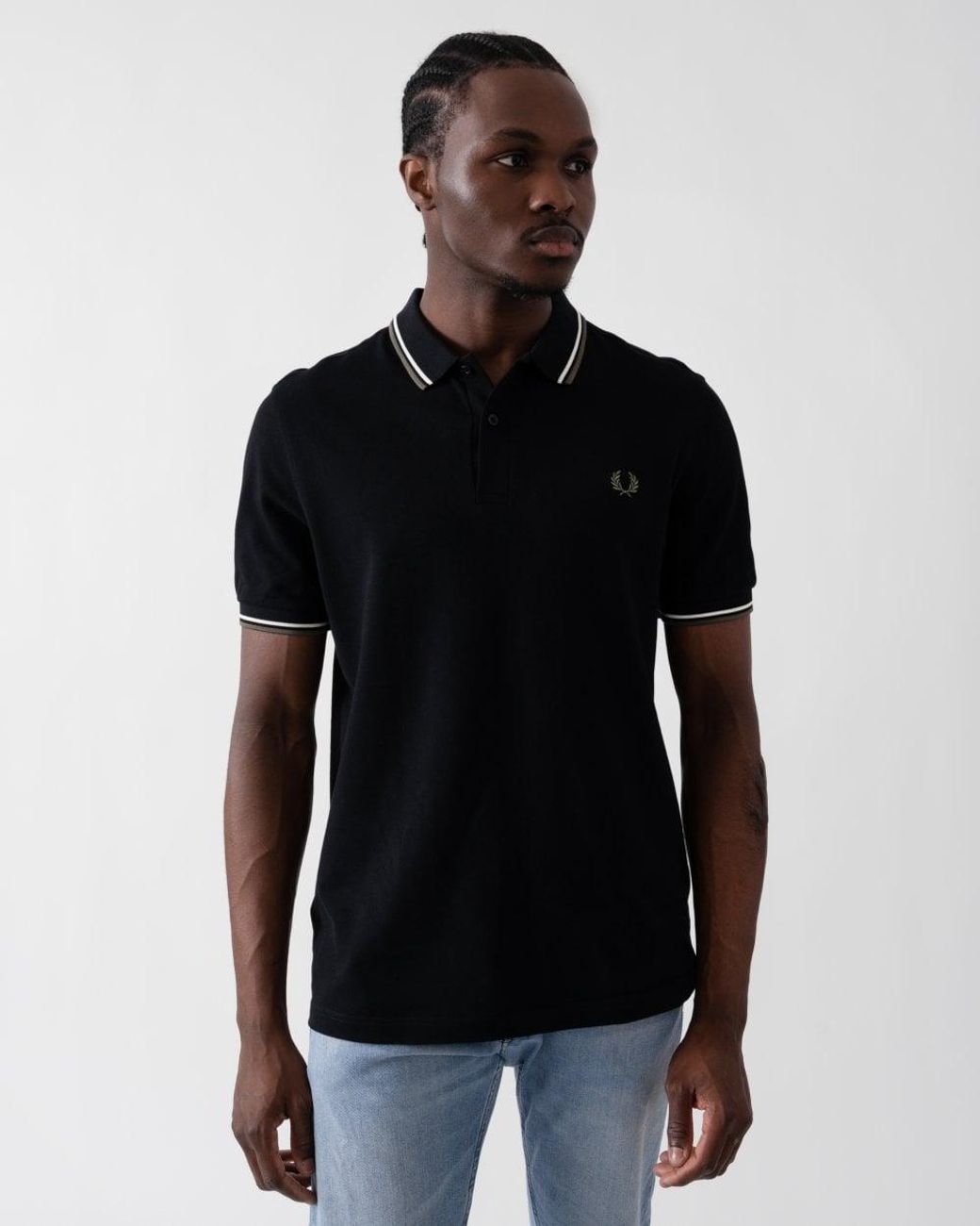 Fred Perry Black Twin Tipped Signature Polo Shirt for men