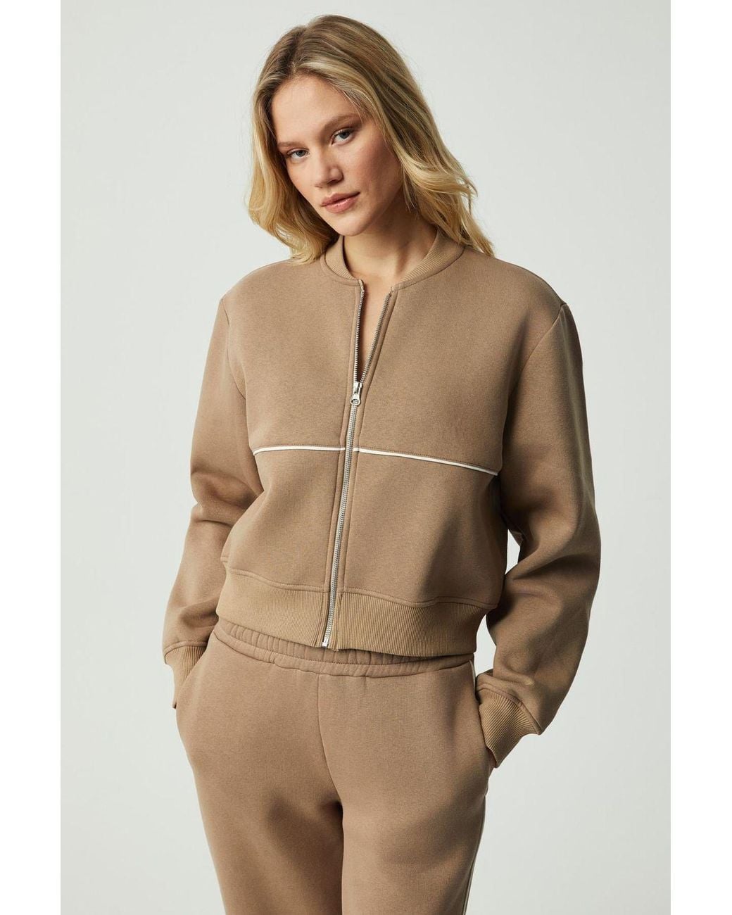 Grimelange Natural Crop Half Zip Sweatshirt