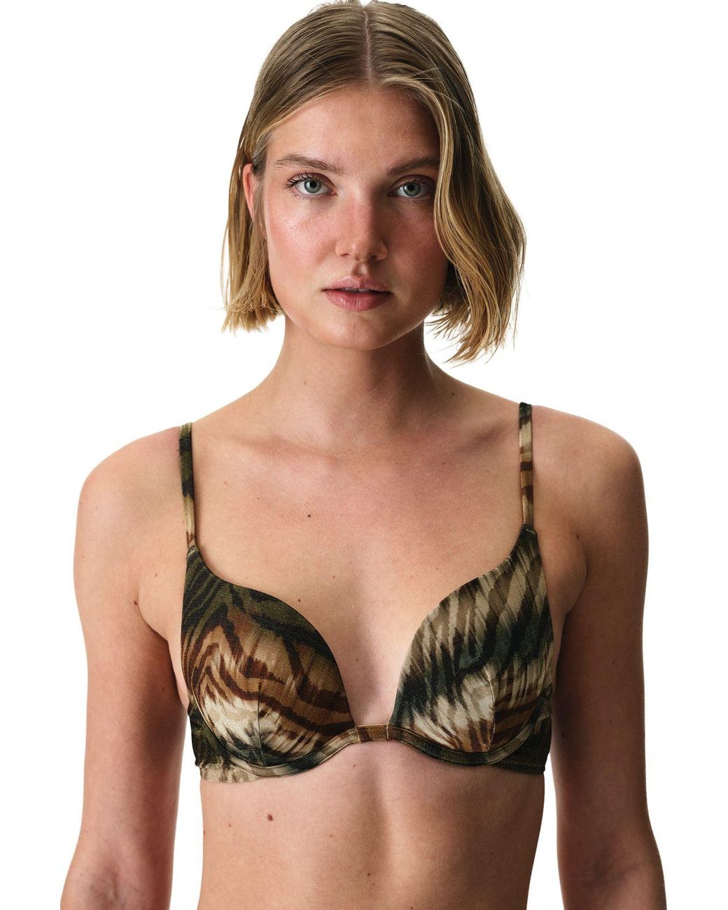Penti Black Cesira Dense Push Up Zebra Patterned Shimmery Bikini Top