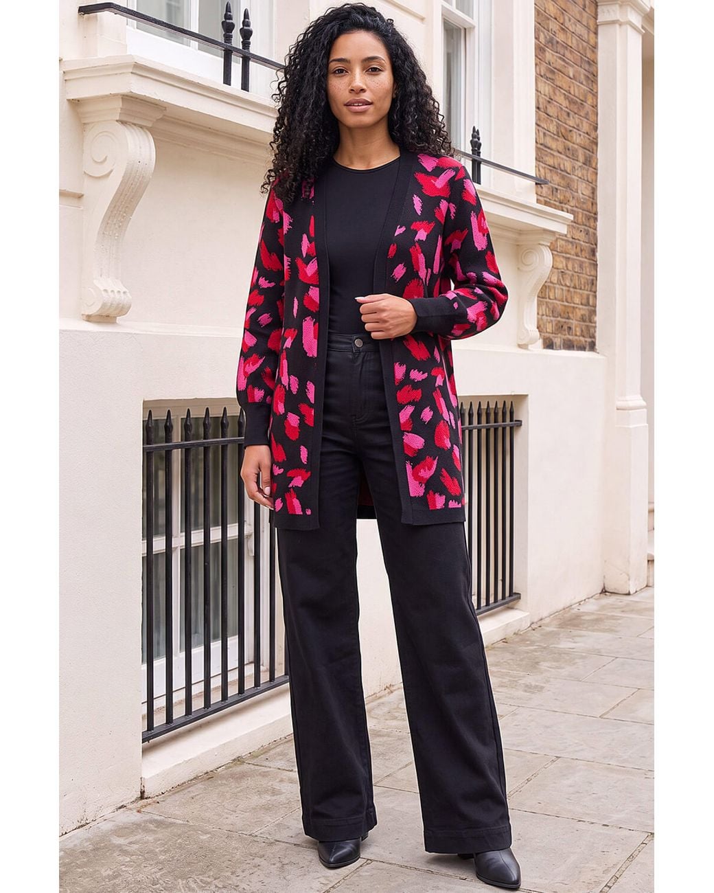 Roman Red Contrast Knit Cardigan