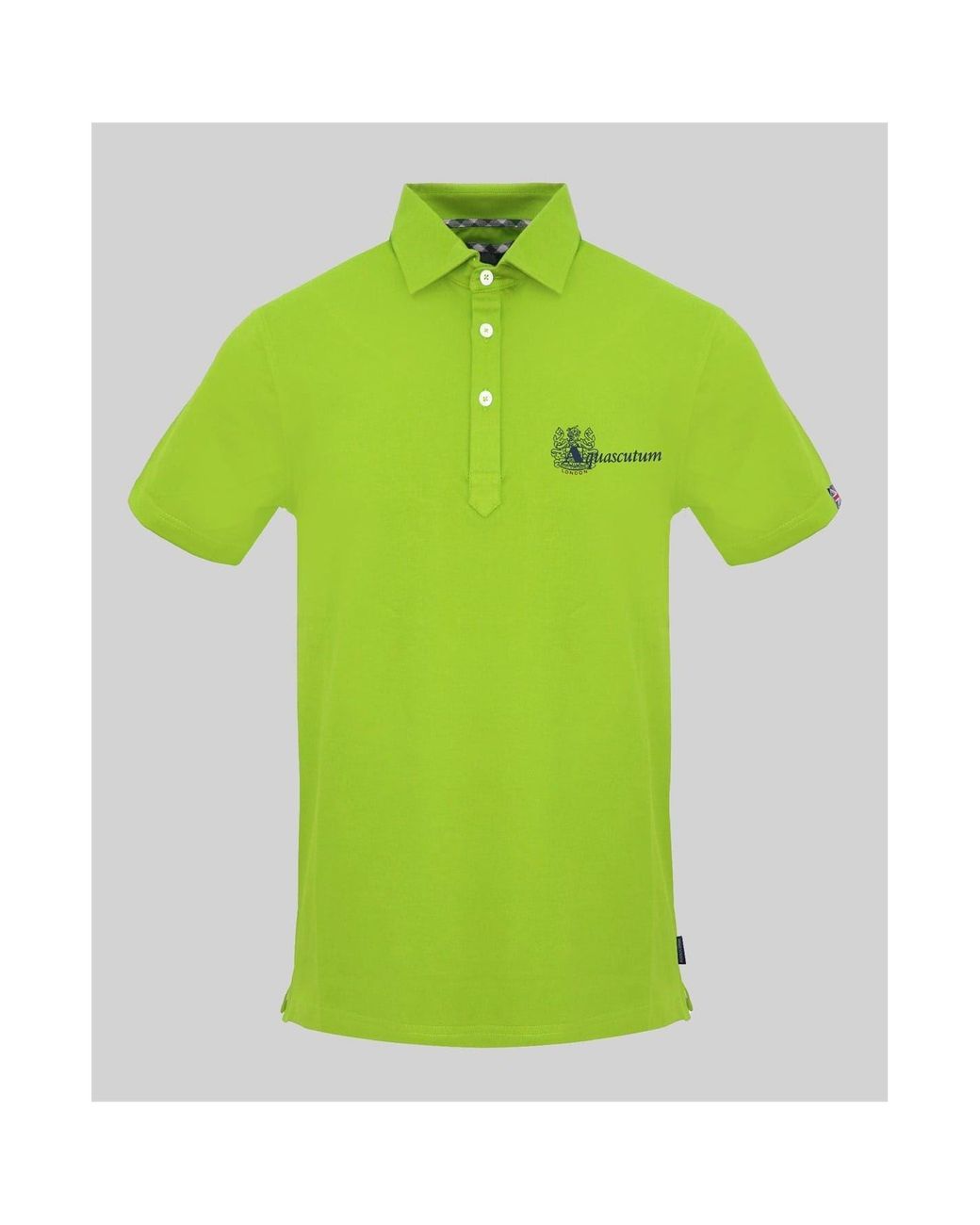 Aquascutum Green Collared Neck Short Sleeve Polo Shirt for men