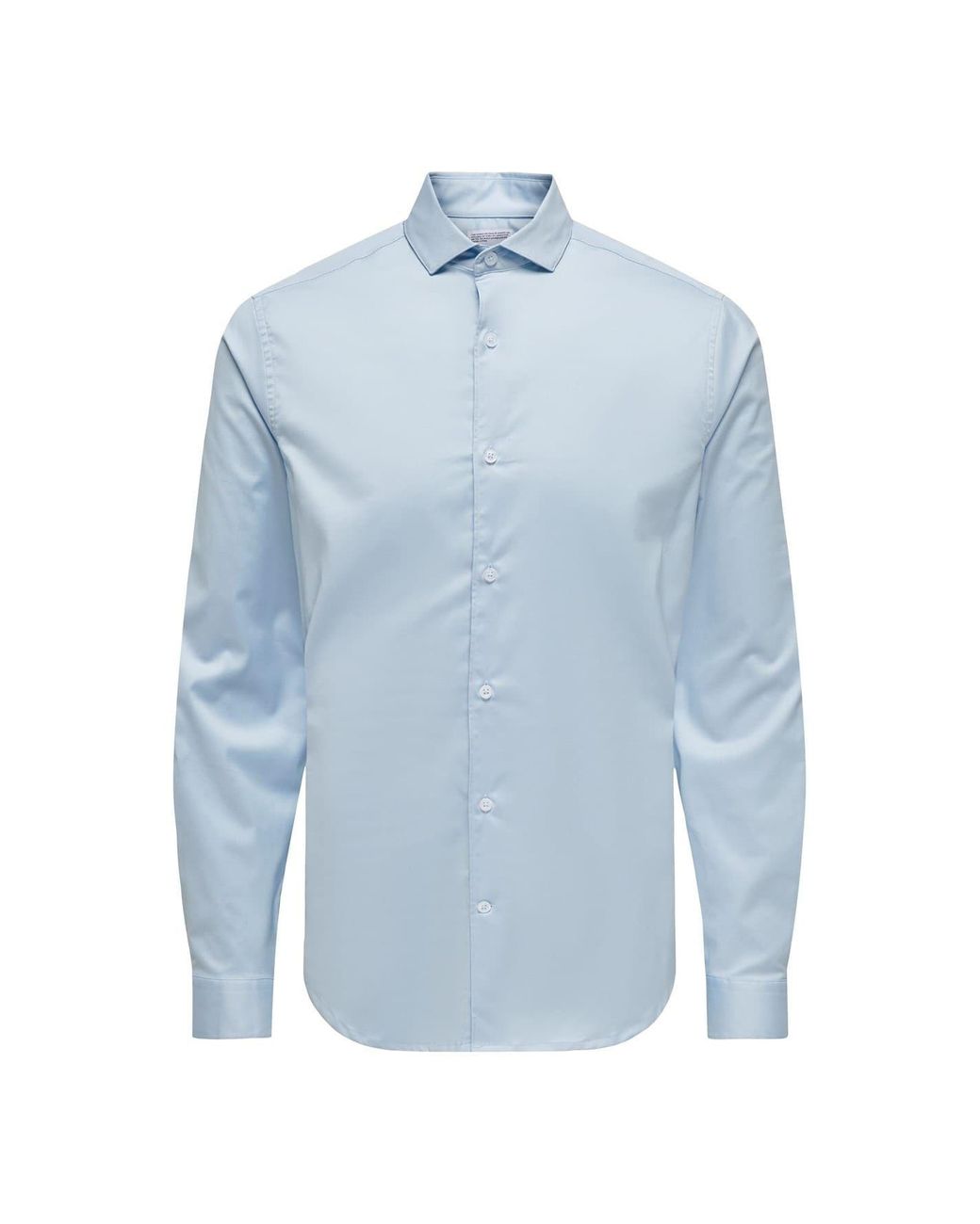 ONLY Blue Regular Fit Long Sleeve Point Collar Shirt for men