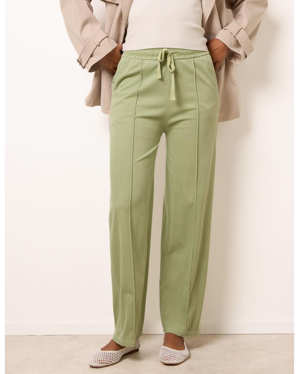 Blue Vanilla Green Seam Detail Trousers