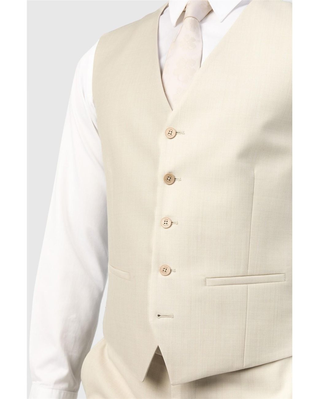 Ted Baker Natural Single Breasted Five Button V-Neck Slim Fit Suit Waistcoat for men