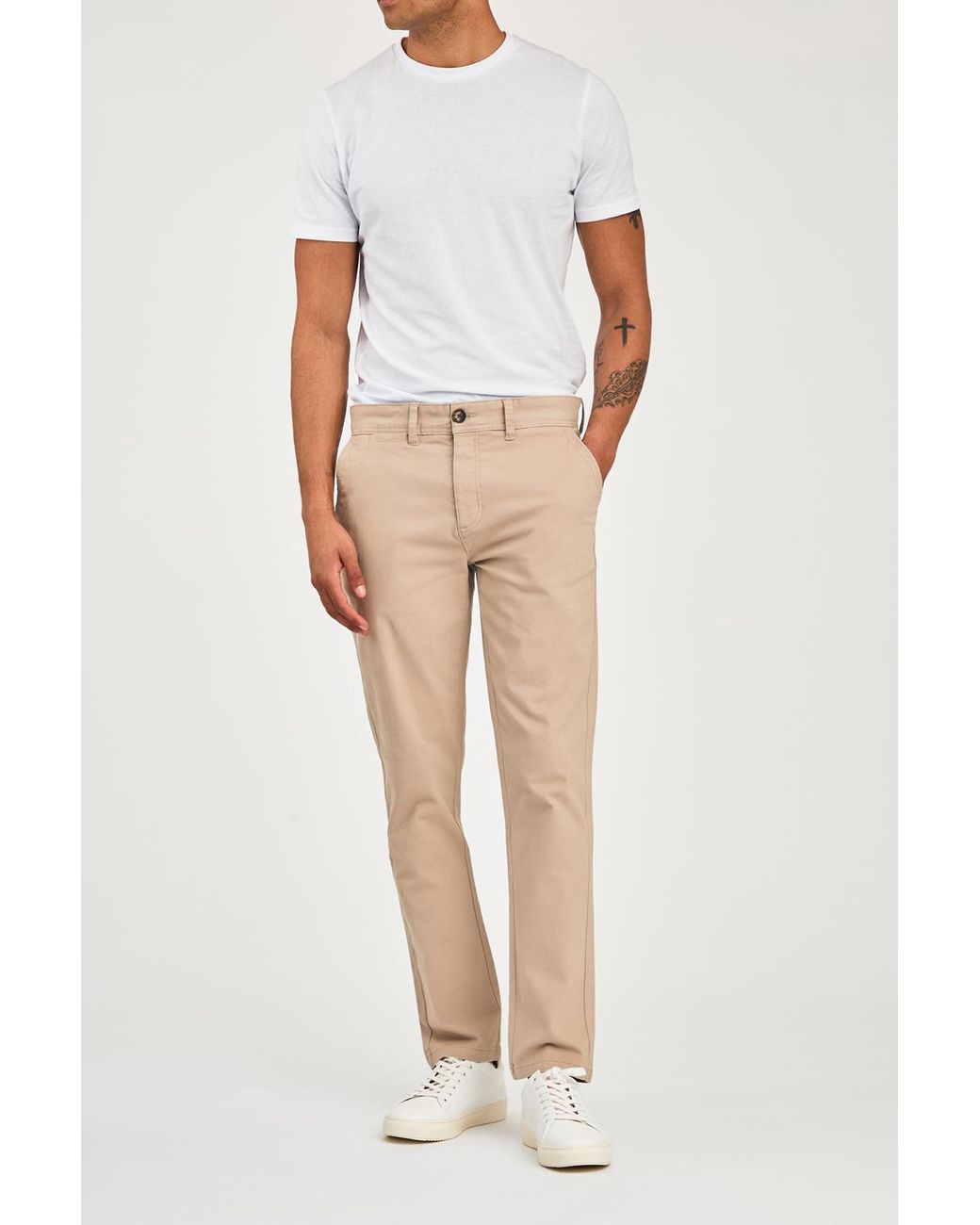 Nines White Straight Leg Button-Up Trouser for men