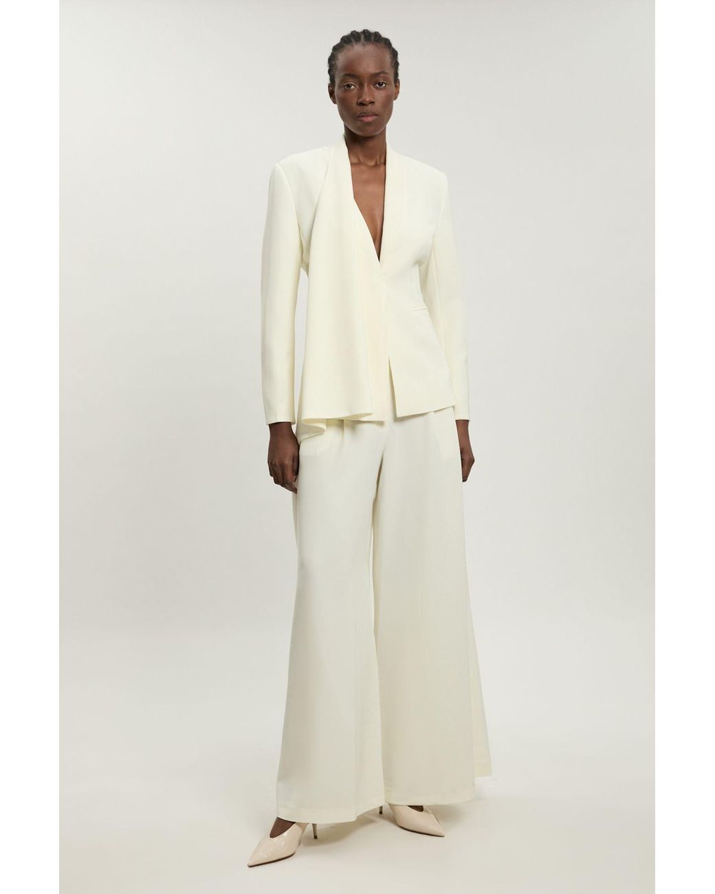 Karen Millen Natural Soft Tailored Single Breasted Blazer