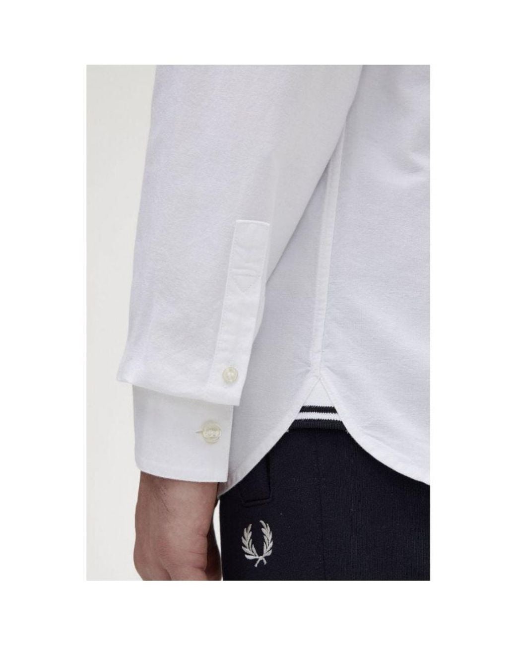 Fred Perry White Long Sleeve Oxford Shirt for men