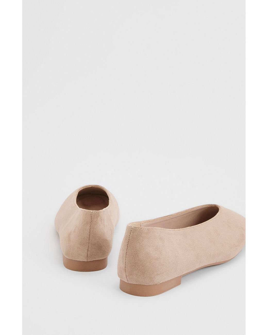 Oasis Natural Seraphina Faux Suede High Cut Square Toe Ballet Pumps