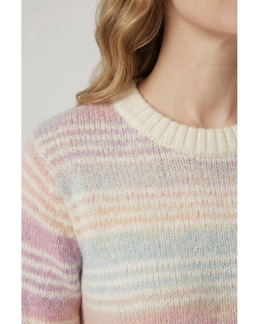 Izabel London White Striped Texture Long Sleeve Jumper