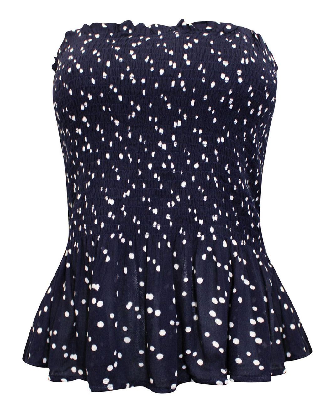 Secret Label Blue Spotted Peplum Bandeau Top