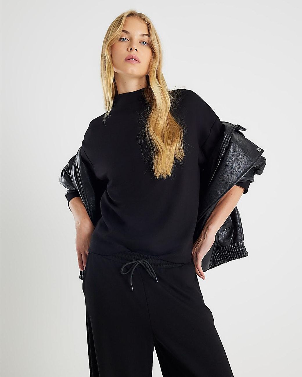 River Island Blue Top Premium Long Sleeve Viscose
