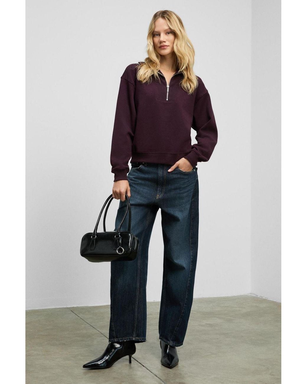 Grimelange Purple Half Zip Regular Sweatshirt
