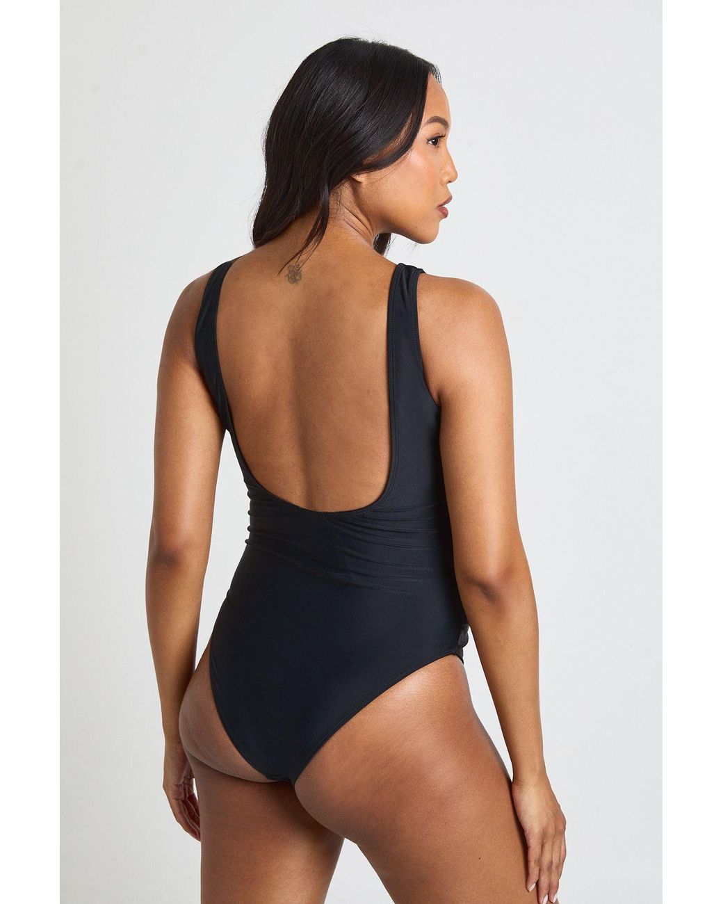 Boohoo Black Maternity Plunge Swimsuit