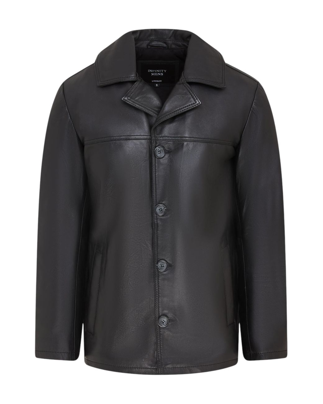 Infinity Leather Black 4 Button Italian Blazer Jacket for men