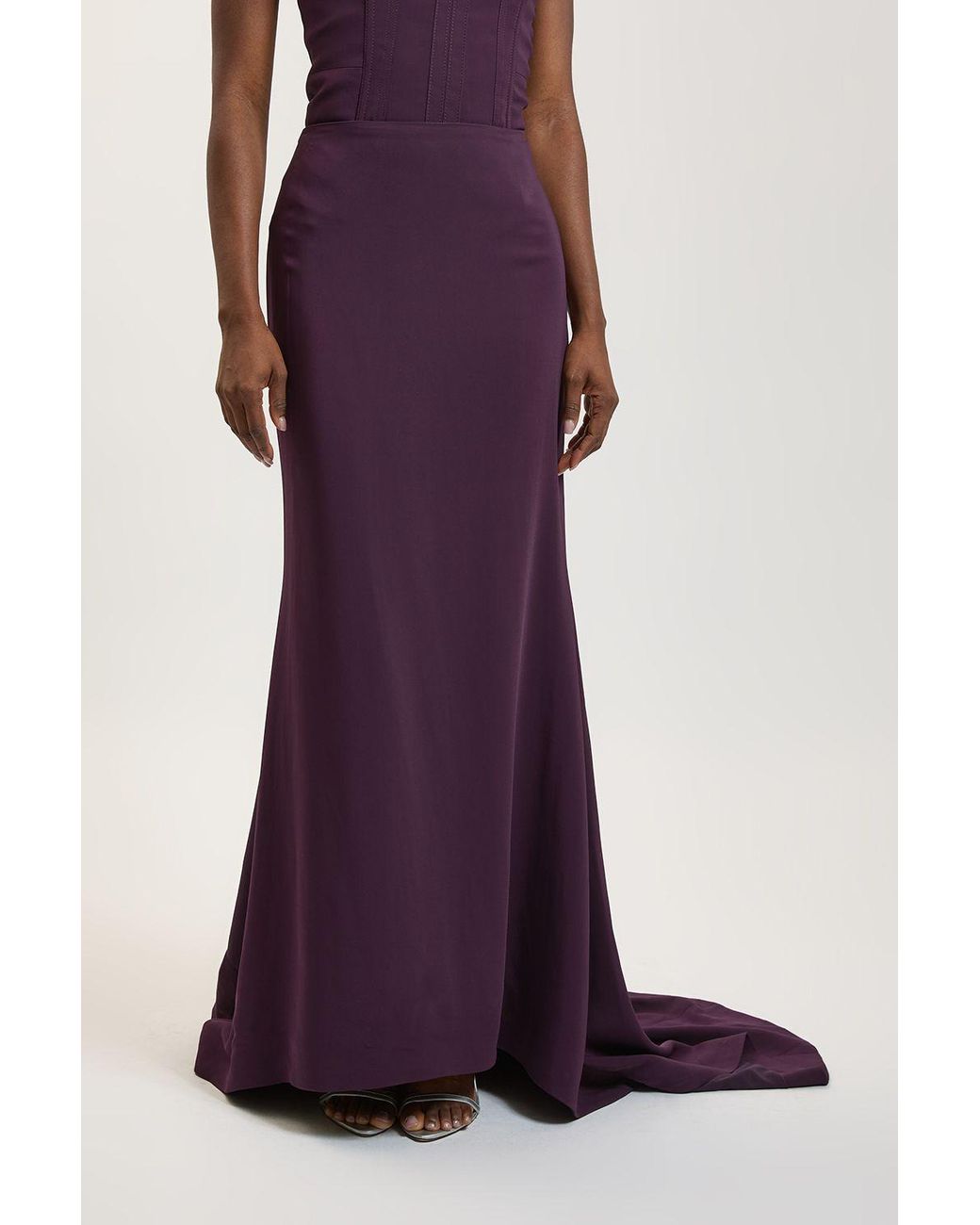 Karen Millen Purple Compact Viscose Fishtail Maxi Skirt