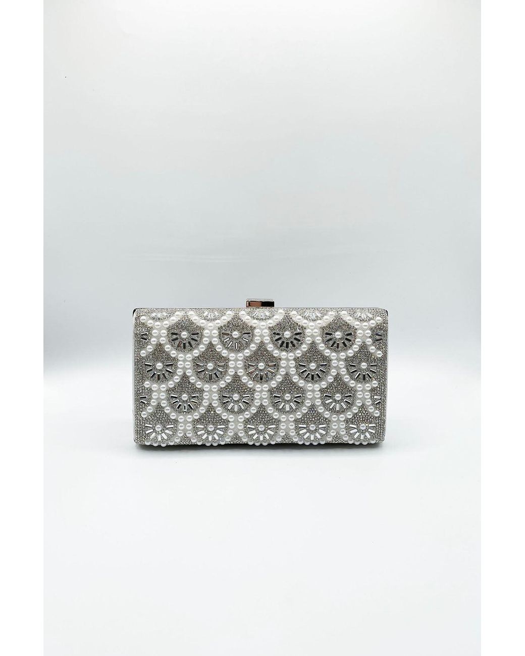 SVNX Natural Vintage Rhinestone Glamour Clutch Bag