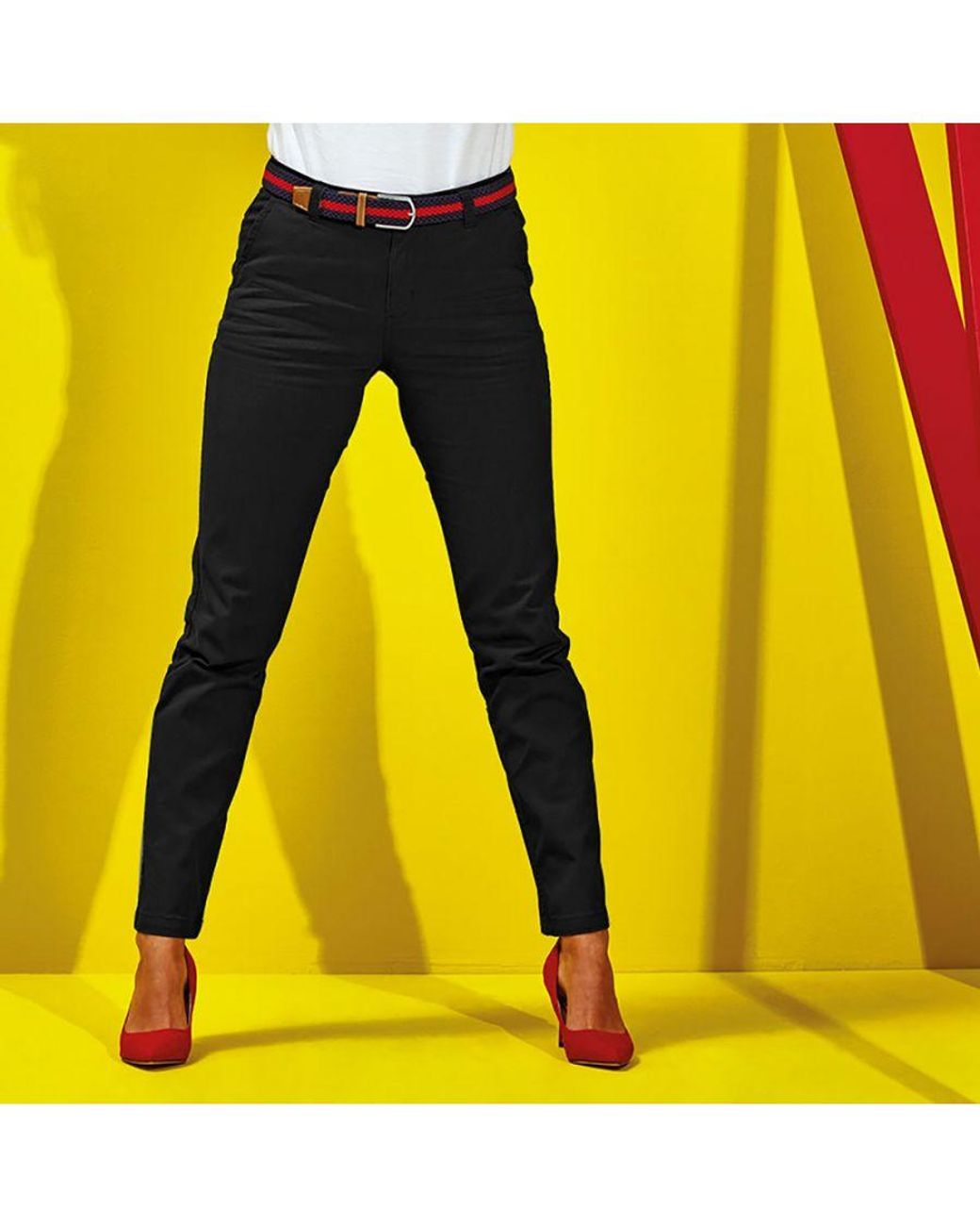 Asquith & Fox Black Ladies Casual Chino Trousers
