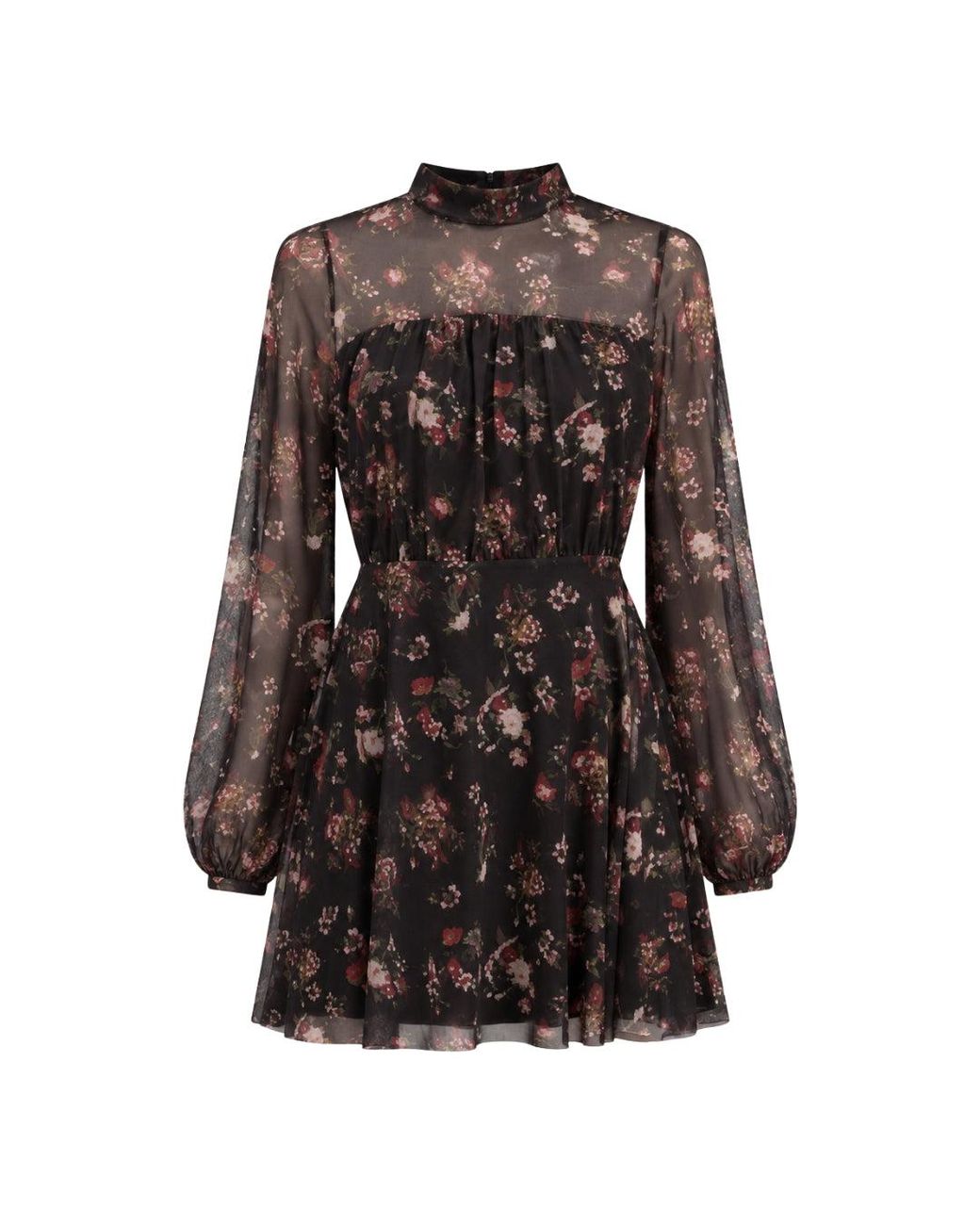 Ted Baker Black Avetta Long Sleeve Floral Mesh Mini Dress