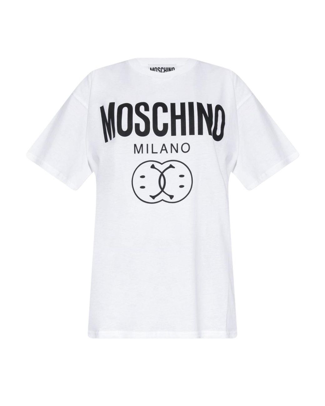 Moschino White Double Smiley Oversize T-Shirt Cotton