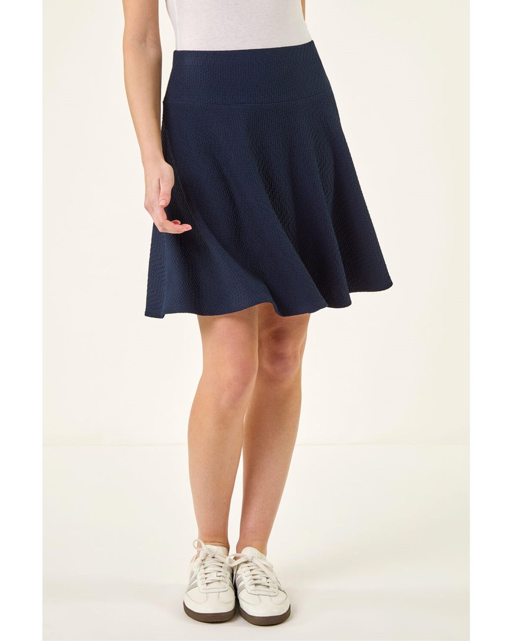 Roman Blue Textured Skater Skirt