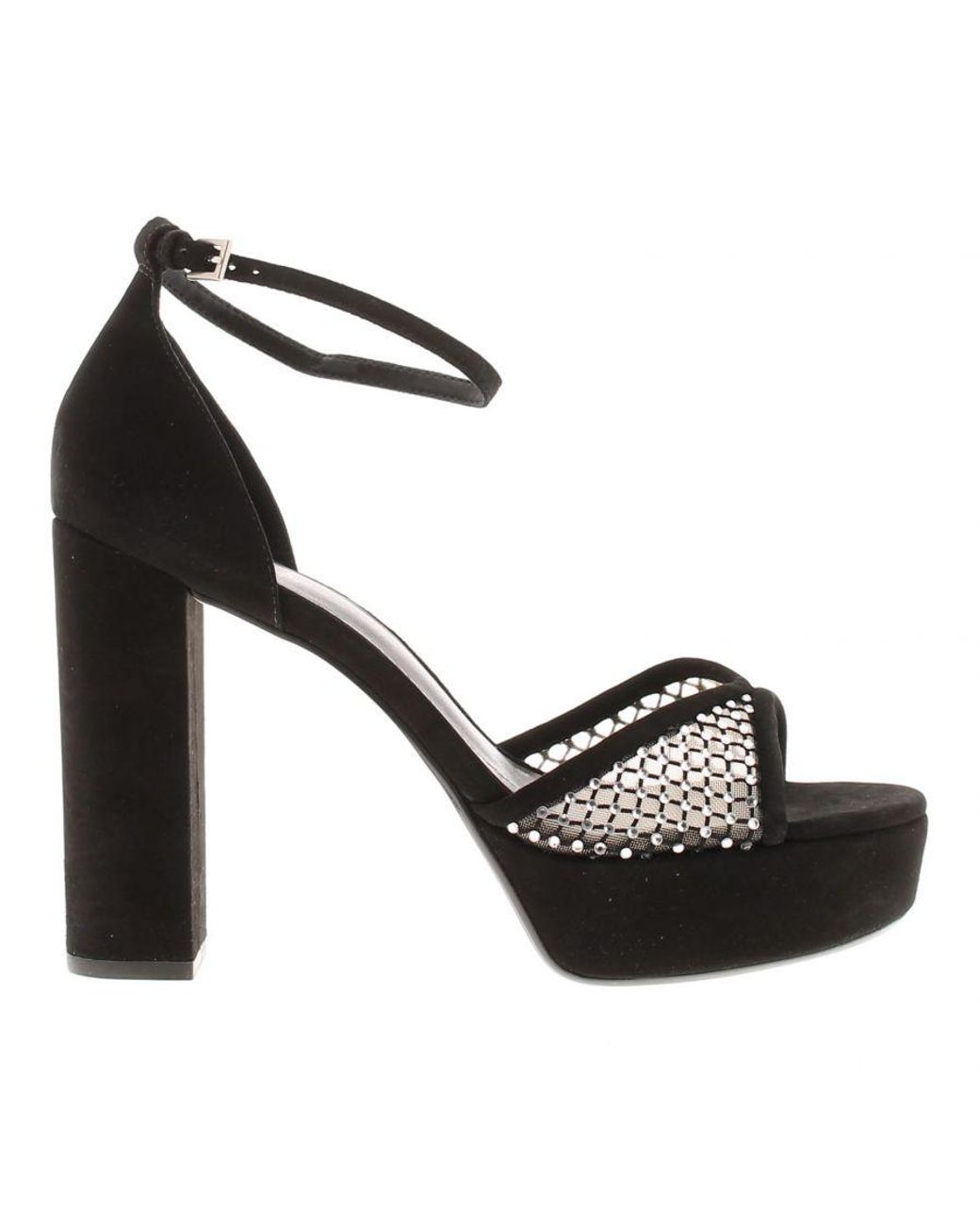 Ted Baker Black Heels Bexins Suede Leather Platform Block Heel Peep Toe