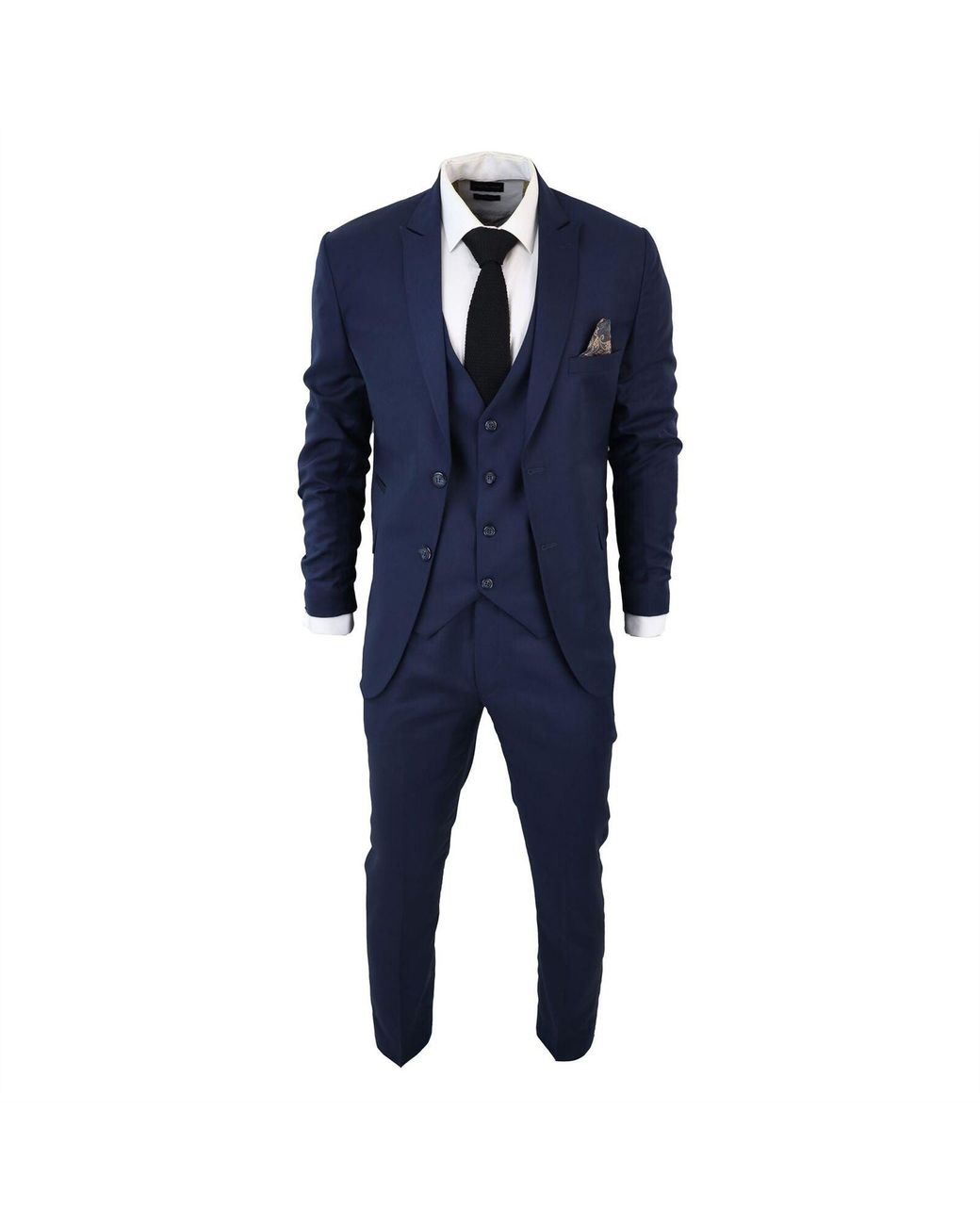 TruClothing Blue Im1 Classic Plain 3 Piece Suit for men