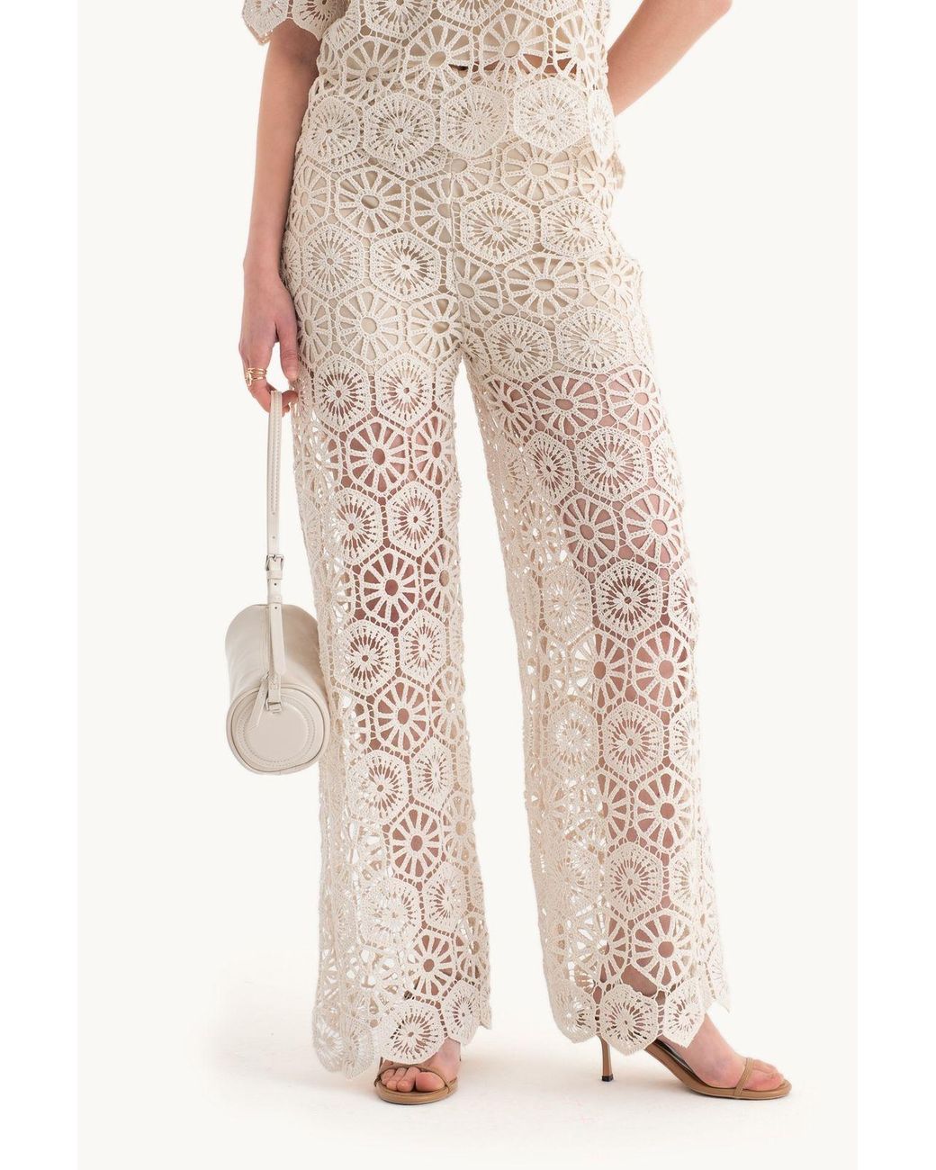 Hiccup Natural Lace Crochet High Waist Trousers