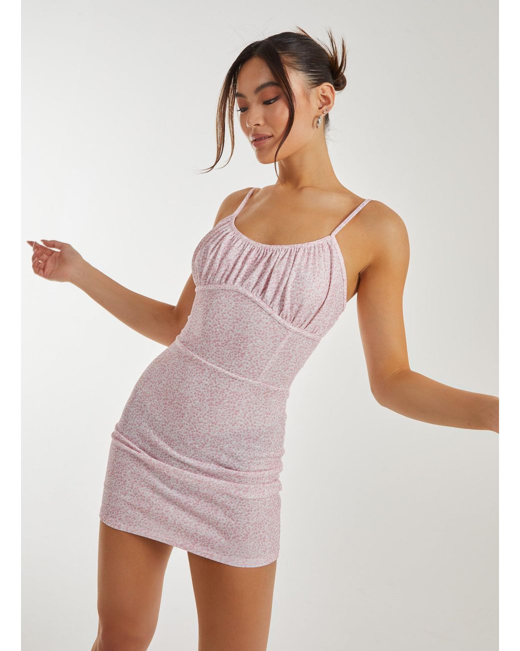 Pink Vanilla White Ditsy Floral Corset Mini Dress