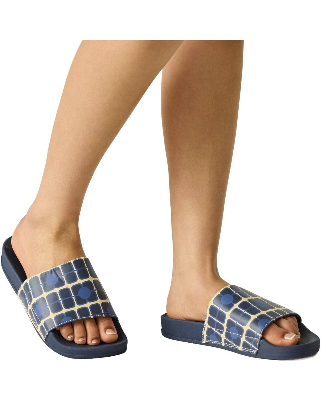 Regatta Blue Orla Kiely Floral Summer Beach Sandals Thongs Flip Flops Slide Sliders