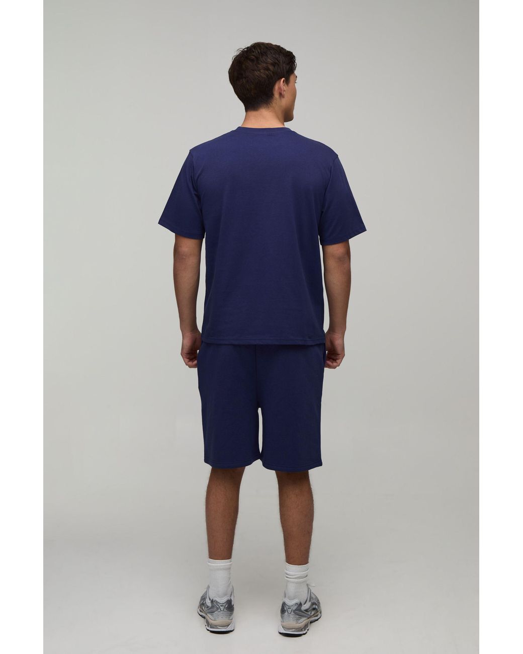 BoohooMAN Blue Regular Fit Lobster Embroidered T-Shirt & Fit Short Set for men