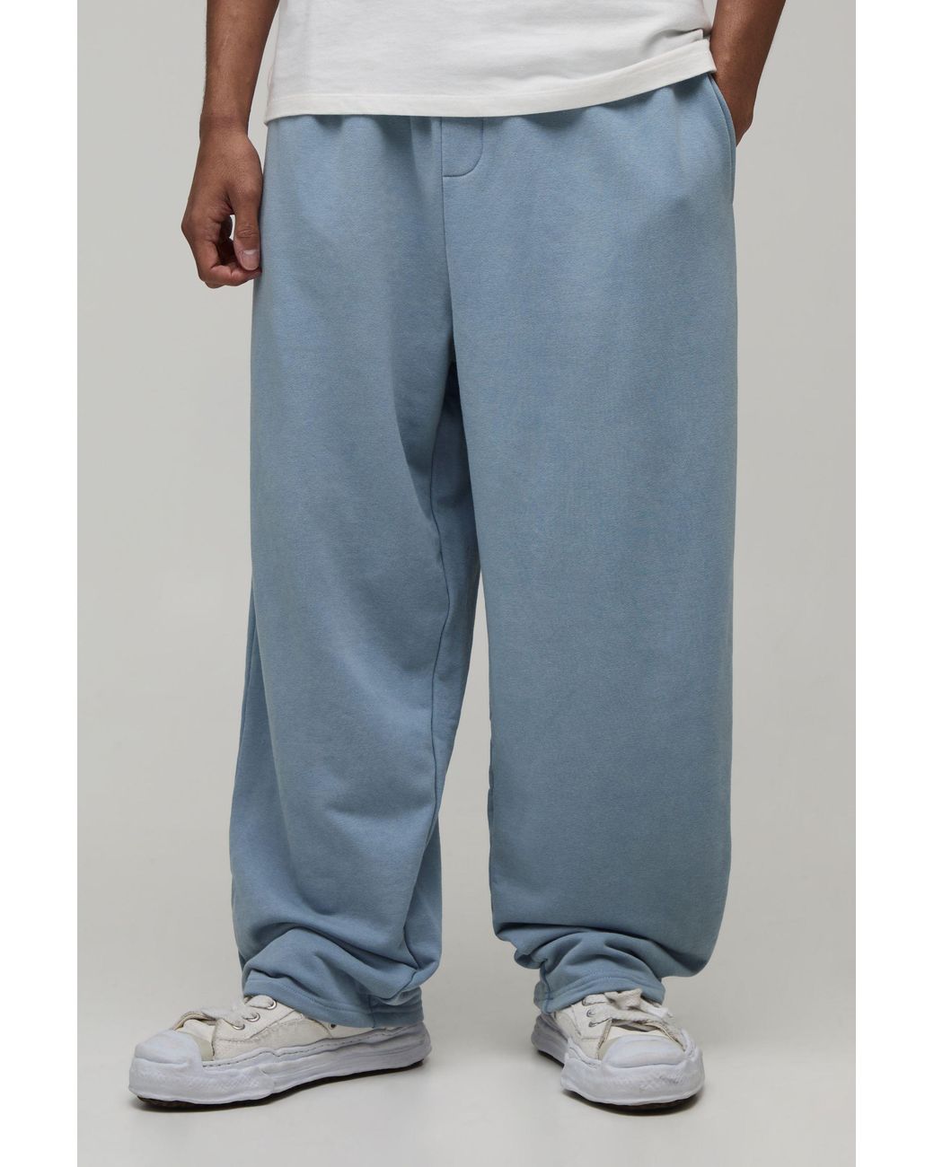 BoohooMAN Blue Balloon Fit Washed Loopback Joggers for men