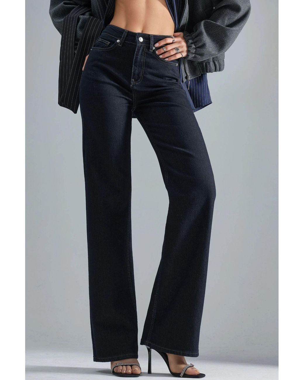 Hiccup Blue Squalo High Waist Straight Leg Denim Jeans