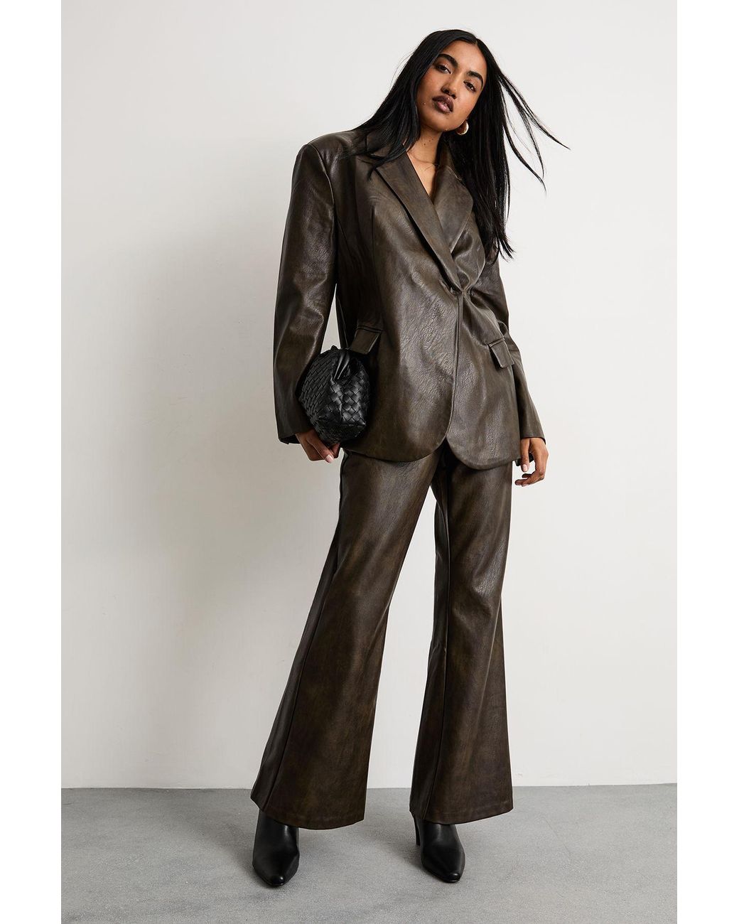 Warehouse Black Pu Oversized Blazer Co-Ord
