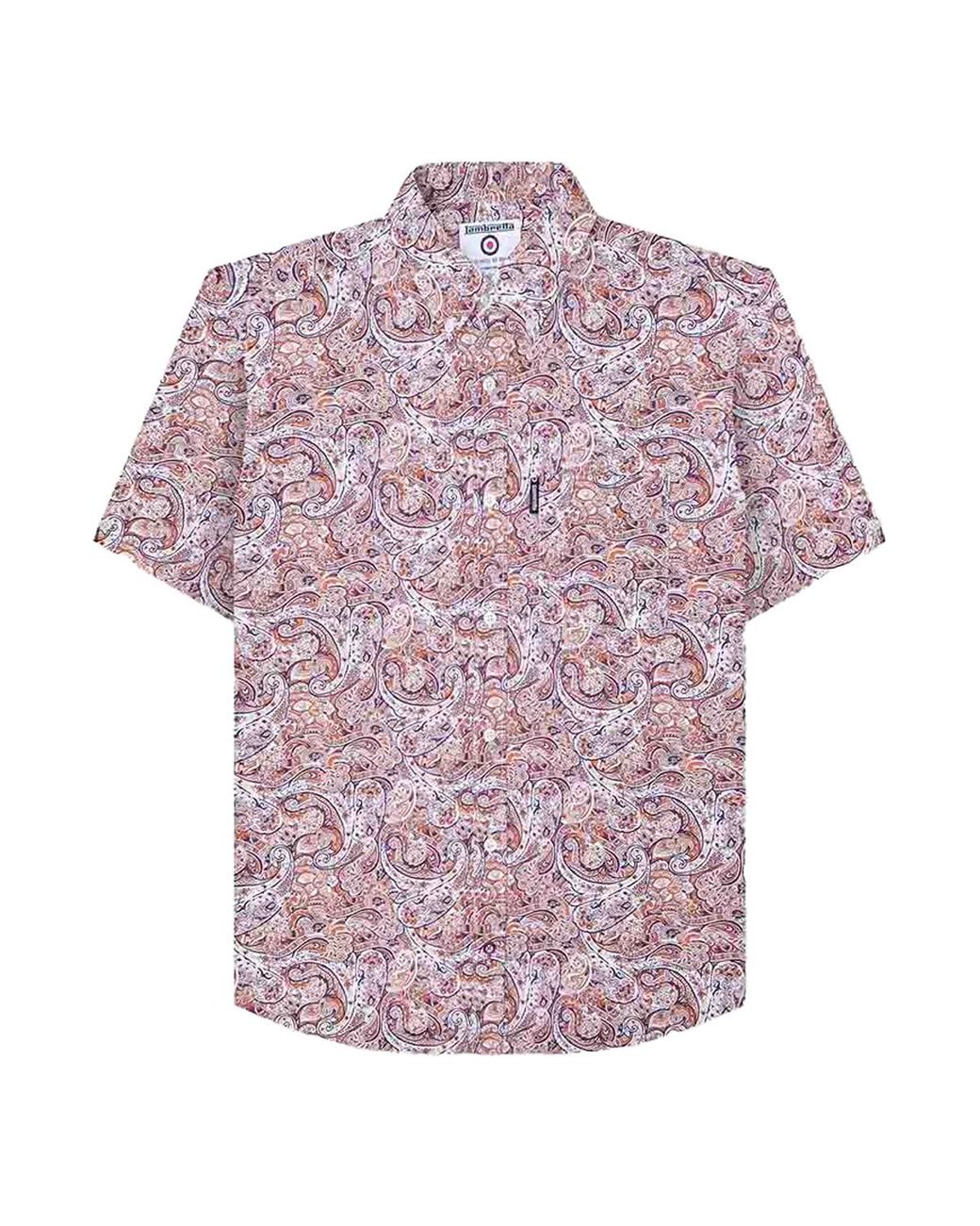 Lambretta Purple Paisley Short-Sleeved Shirt Cotton for men