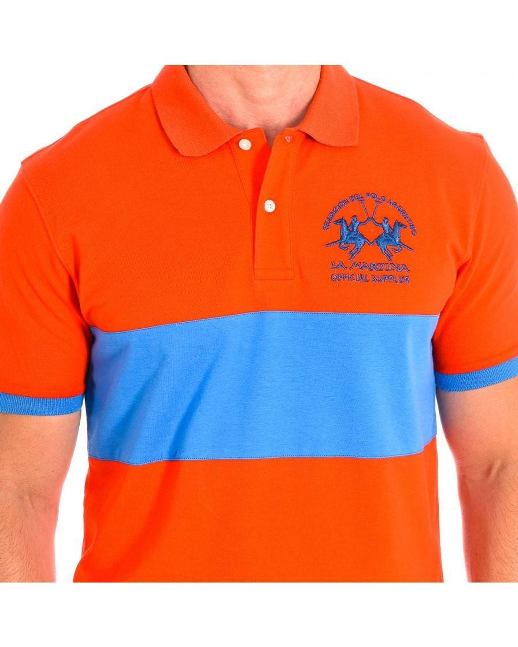 La Martina Orange Short Sleeve Polo Tmp610-Pk097 for men